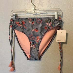 NWT Stripe And Floral Bikini Bottom